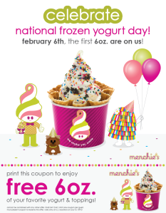 Menchie's, free frozen yogurt, national frozen yogurt day