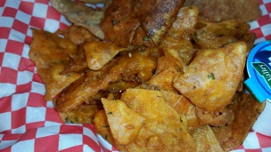 Fried Chicken Skins and Fried Doritios up close and personal